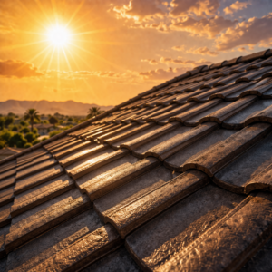 close up roof tiles - Desert Sands Roofing Contractors